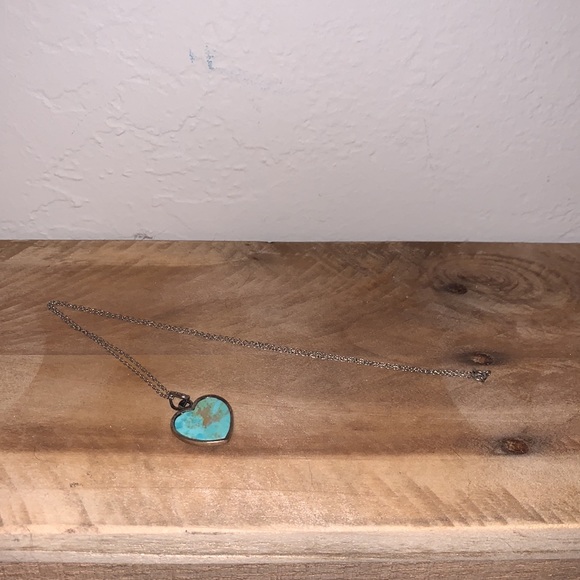 925 Sterling Silver Marcasite & Turquoise Heart Necklace - Picture 3 of 6
